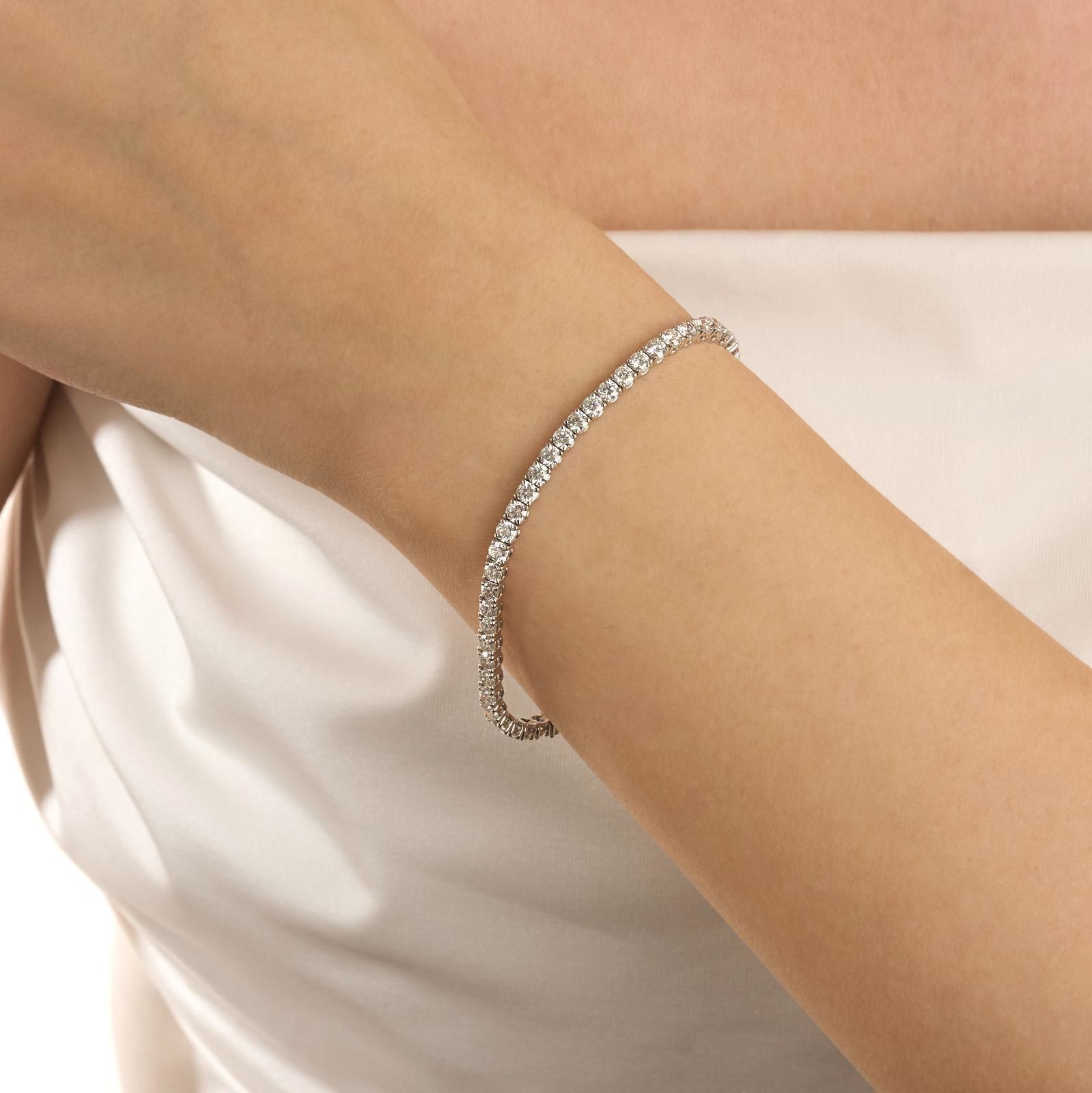 3.65 Karat Pırlanta Seli Su Yolu Bileklik 14 Ayar Altın