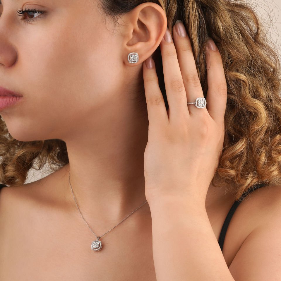 Cushion Coronet Model Pırlanta Set