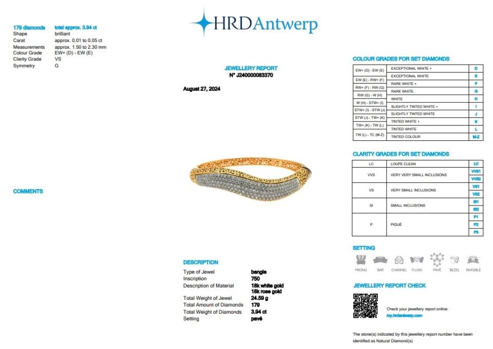 Uluslararası HRD Sertifikalı Full Pırlanta Fizyon Kelepçe