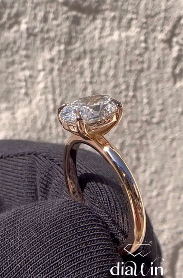 0.40 Karat H VS2 Uluslararası GIA Pırlanta Sertifikalı Oval Kesim Vintage Model Tektaş yüzük 14 Ayar Altın