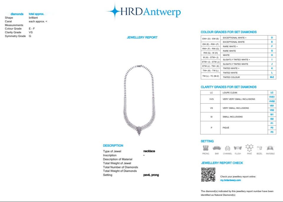 IMPERIA HRD Antwerp Sertifikalı Pırlanta Gerdanlık Küpe Seti