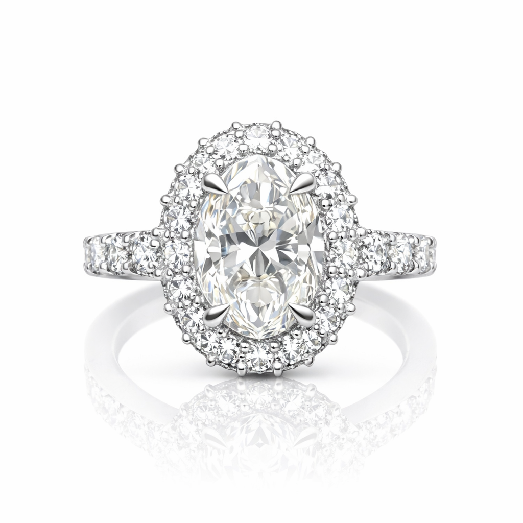 4.84 Karat Halo Model Oval Pırlanta Yüzük 18 Ayar Altın