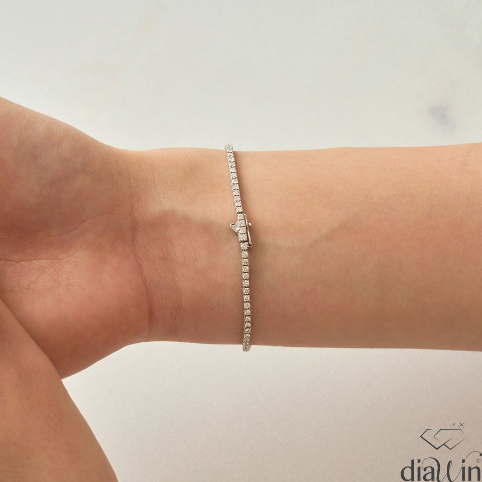 2.00 Karat Pırlanta Seli Su Yolu Bileklik 14 Ayar Altın