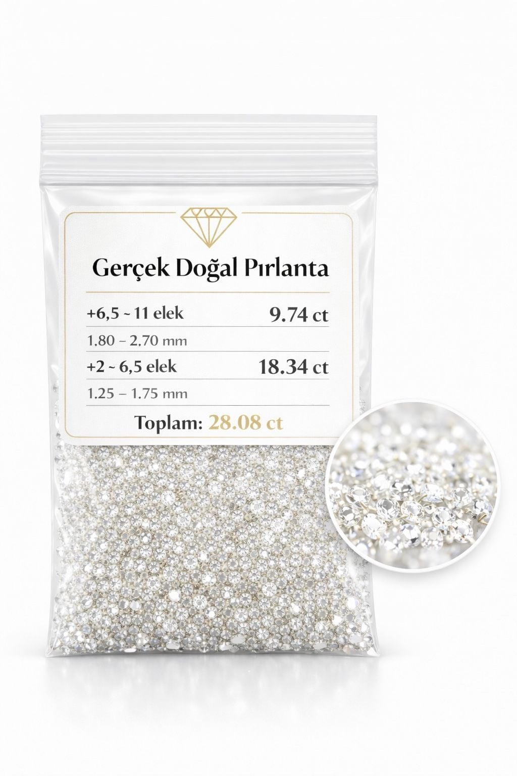 1.25mm - 2.70 mm arası +2 - 11 0.01 - 0.07 ct arası Çıplak Natural Pırlanta
