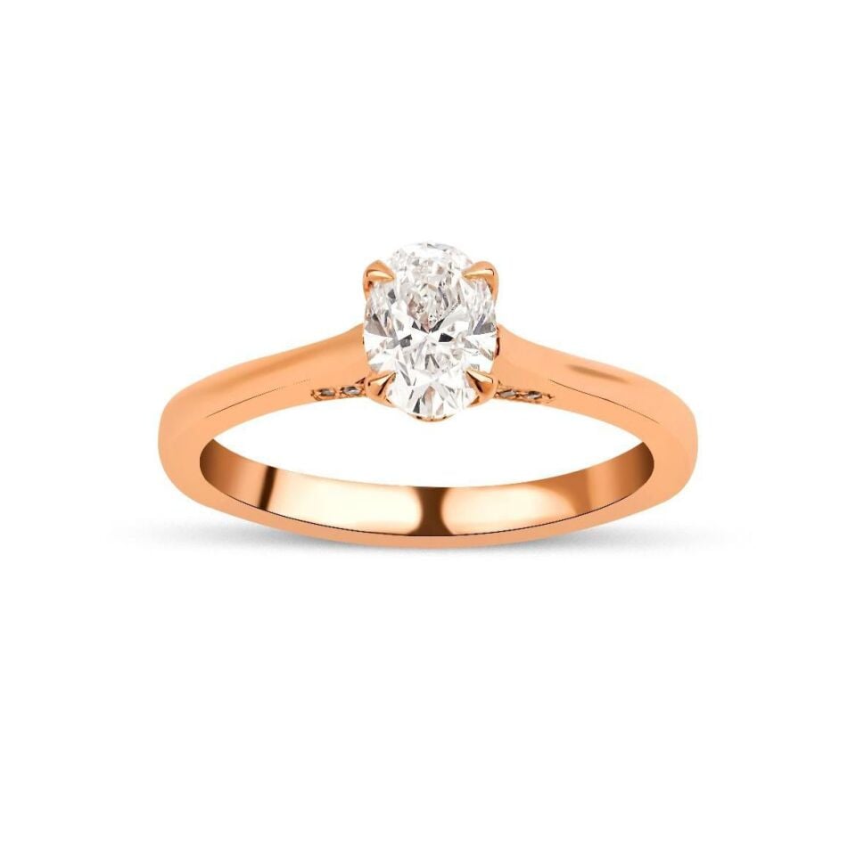 0.80 Karat GIA Sertifikalı Oval Pırlanta Tektaş Yüzük F VS2