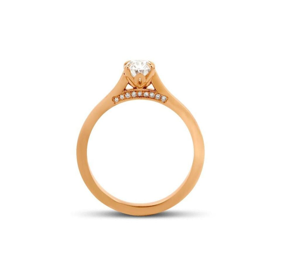 0.80 Karat GIA Sertifikalı Oval Pırlanta Tektaş Yüzük F VS2