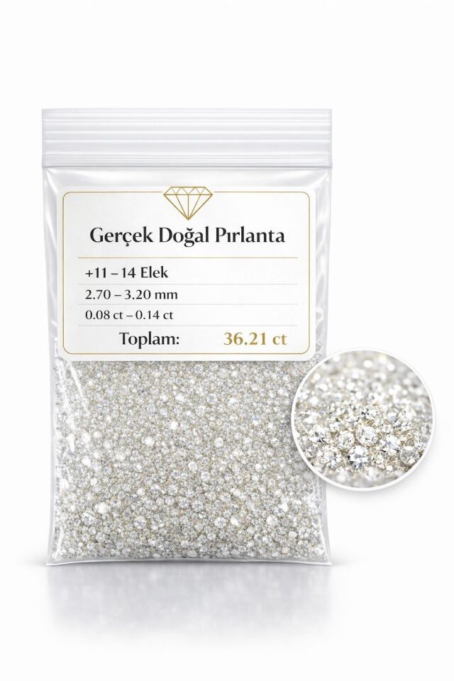 2.70mm - 3.20 mm arası +11 -14  0.08 - 0.12 ct arası Çıplak Natural Pırlanta