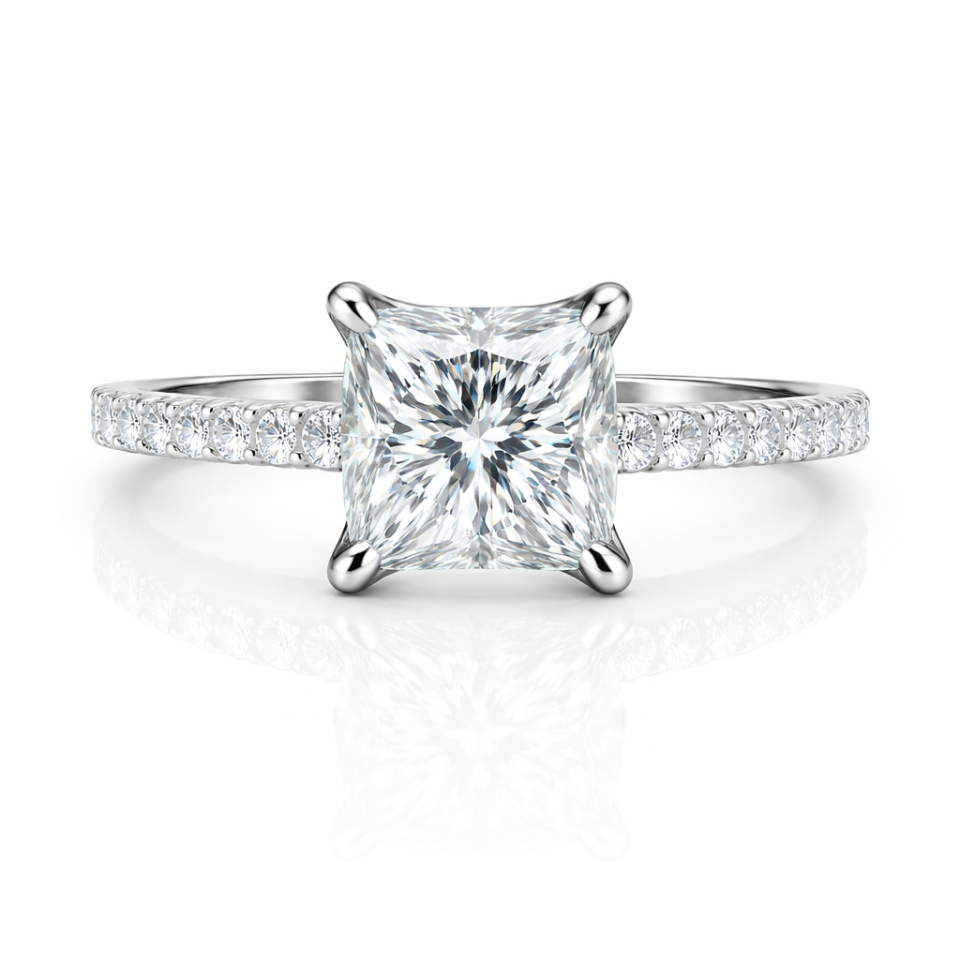 1.10 Karat GIA Sertifikalı Prenses Pırlanta Tektaş Yüzük F SI