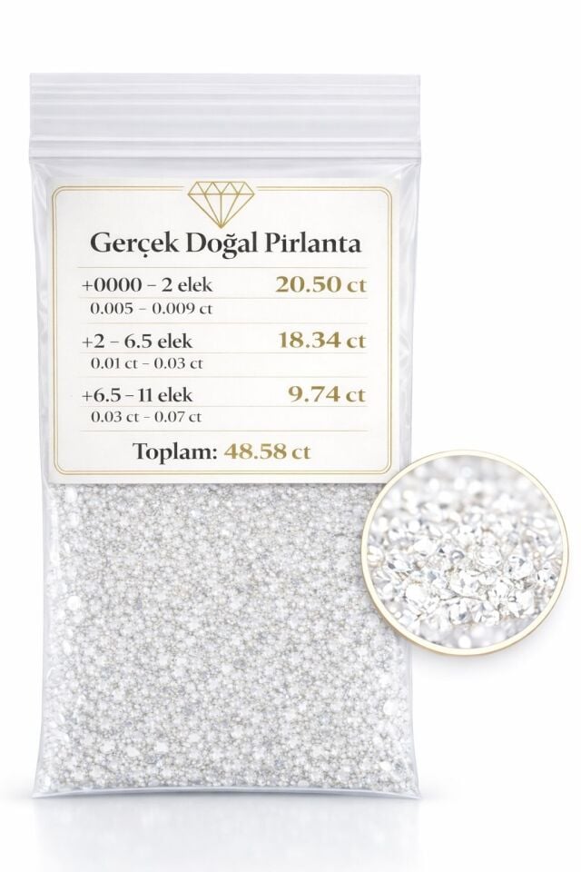 0.65mm - 2.70 mm arası +0000 -11 0.005 ile 0.07 ct arası Çıplak Natural Pırlanta