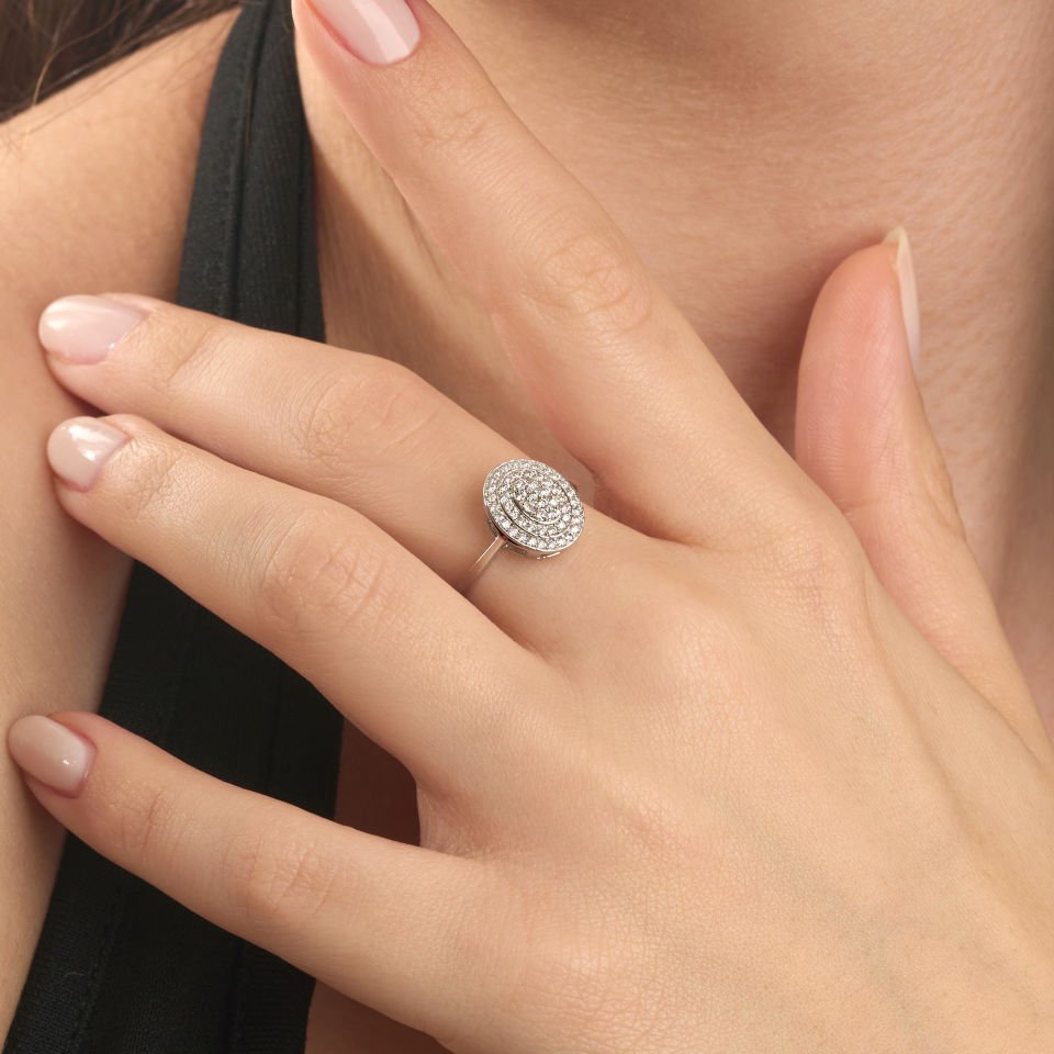 0,48 Oval Coronet Pırlanta Yüzük 14 Ayar Altın