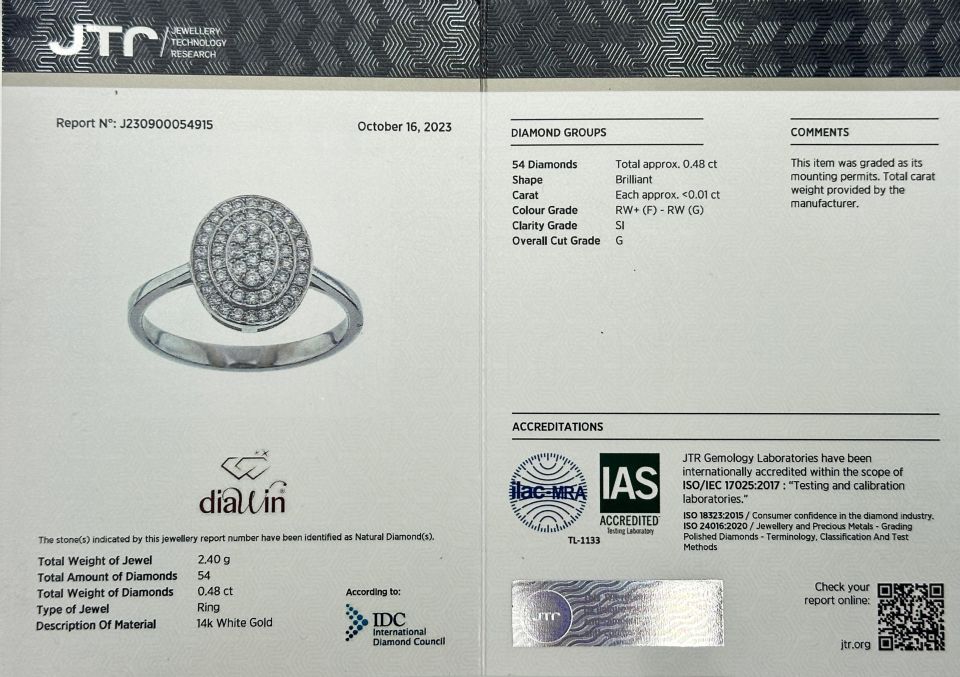 0,48 Oval Coronet Pırlanta Yüzük 14 Ayar Altın