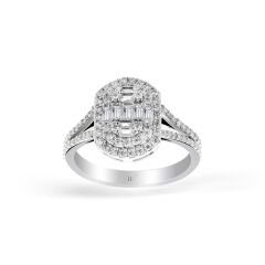 0,73 ct Oval Baget Dizayn Yüzük 14 Ayar Altın