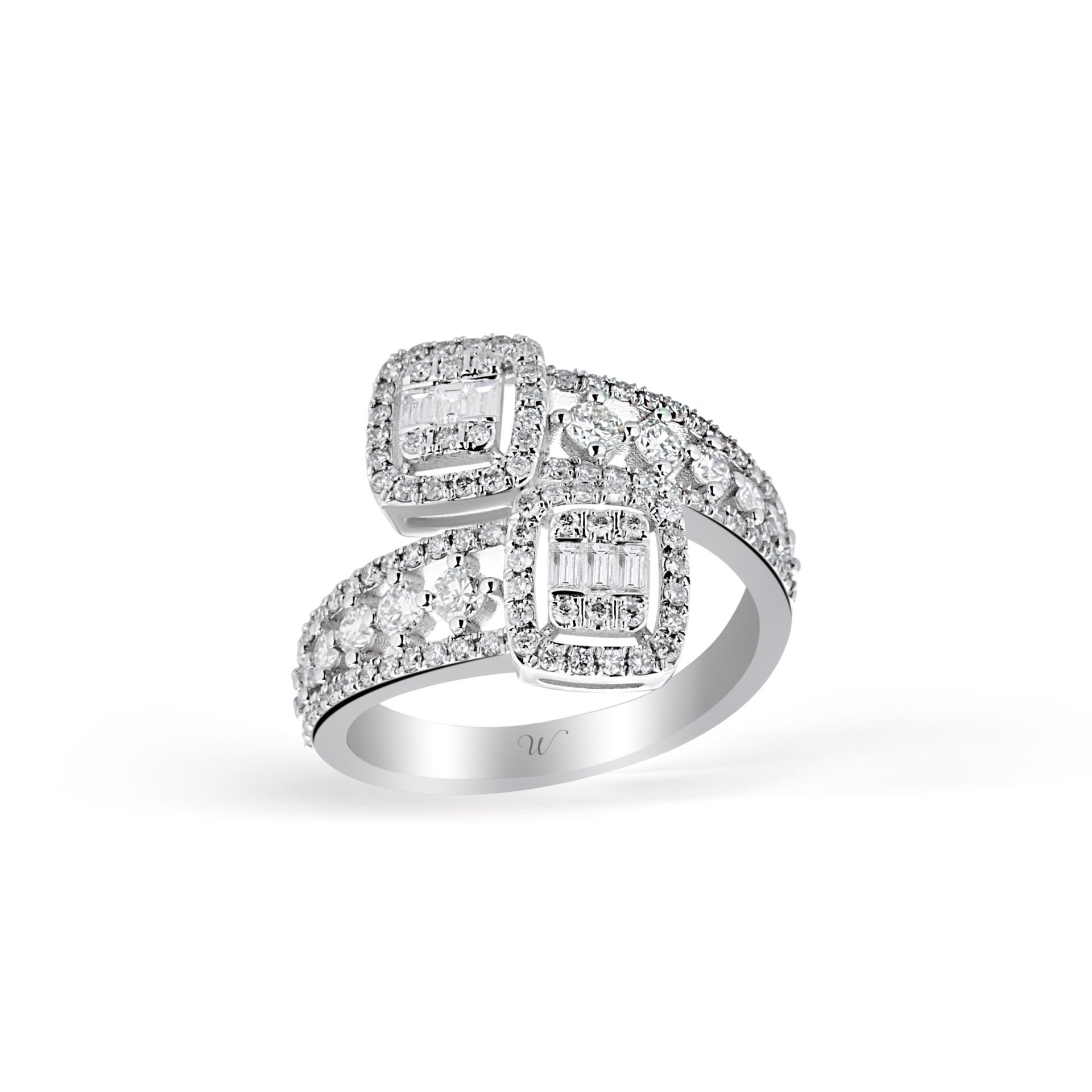 1,01 ct Yin Yang Baget Dizayn Yüzük 14 Ayar Altın