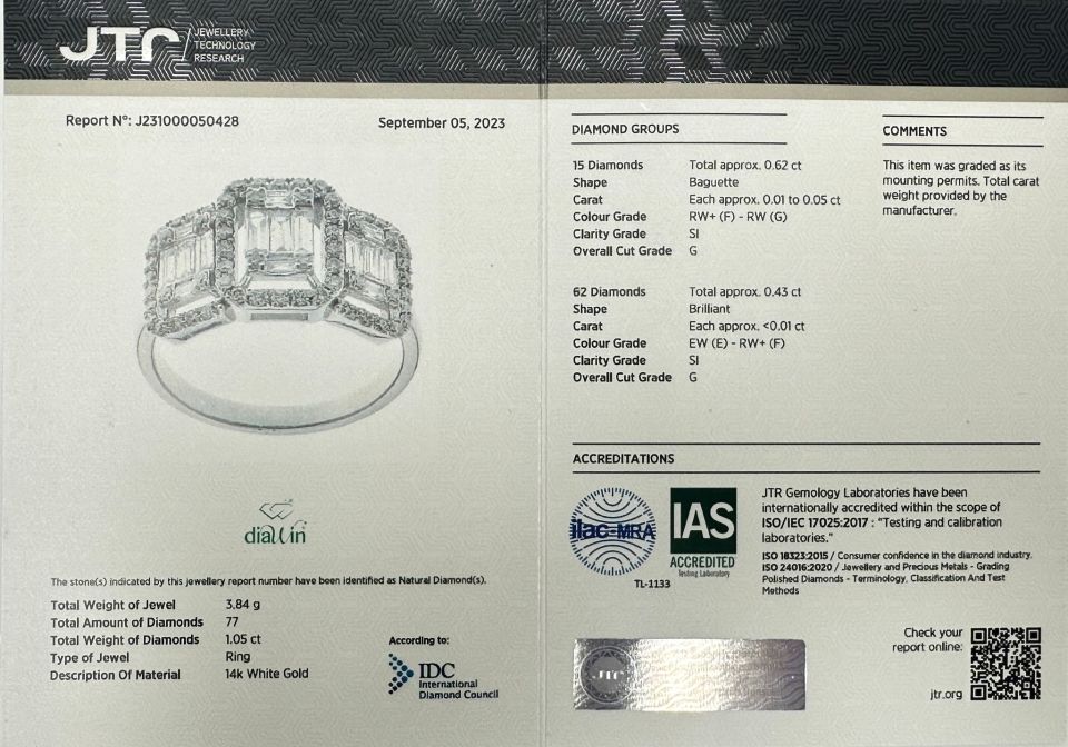 1.05 ct Tria Baget Yüzük 14 Ayar Altın