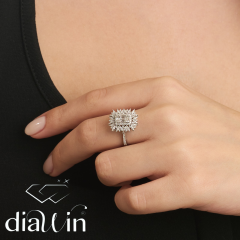 0.56 ct Kavazi Baget Dizayn Yüzük 14 Ayar Altın