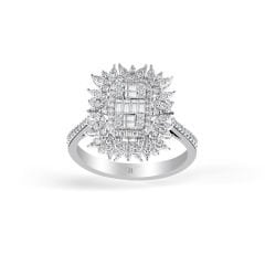 0.56 ct Kavazi Baget Dizayn Yüzük 14 Ayar Altın