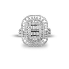 0.88 ct Mega Baget Dizayn Yüzük 14 Ayar Altın