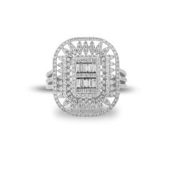 0.88 ct Mega Baget Dizayn Yüzük 14 Ayar Altın