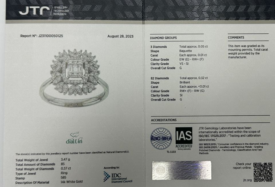 0.37 ct Kar Tanesi Baget Yüzük 14 Ayar Altın