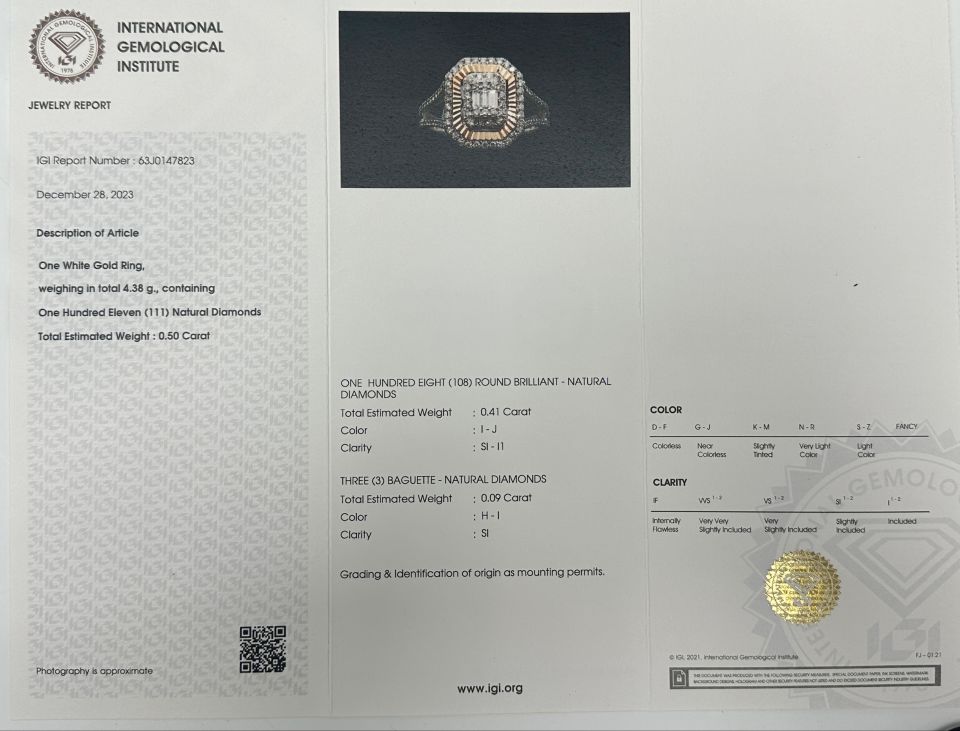 0.50 Karat Rose Kalemli Baget Özel Tasarım Yüzük 14 Ayar Altın IGI