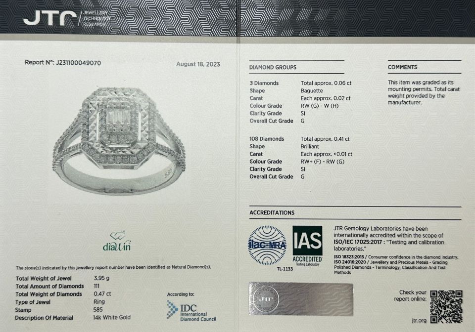 0.46 Karat Kalemli Baget Tasarım Yüzük 14 Ayar Altın