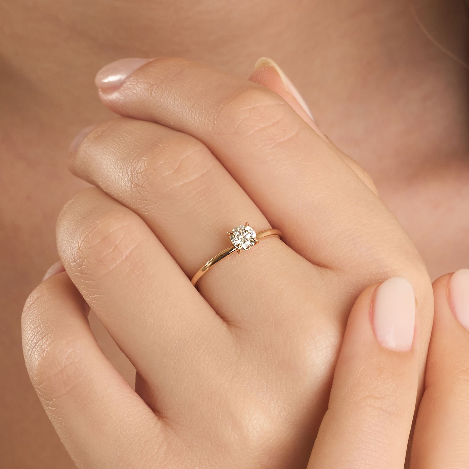 0.43 Karat Pençe Dört Tırnak Vintage Tektaş Yüzük 14 Ayar Altın