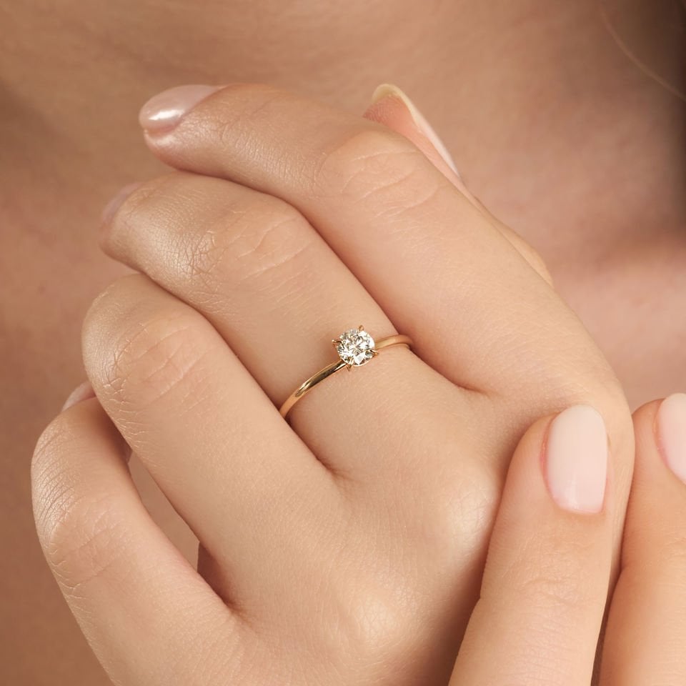 0.43 Karat Pençe Dört Tırnak Vintage Tektaş Yüzük 14 Ayar Altın