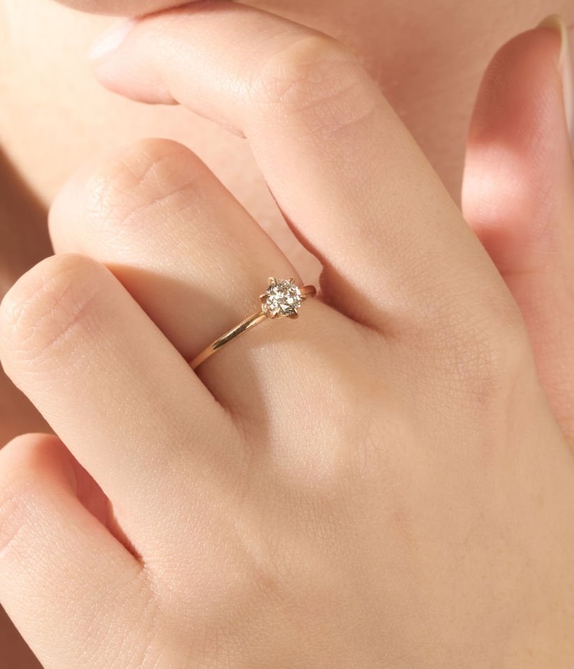 0.36 Karat Pençe Altı Tırnak Vıntage Tektaş Yüzük 14 Ayar Altın