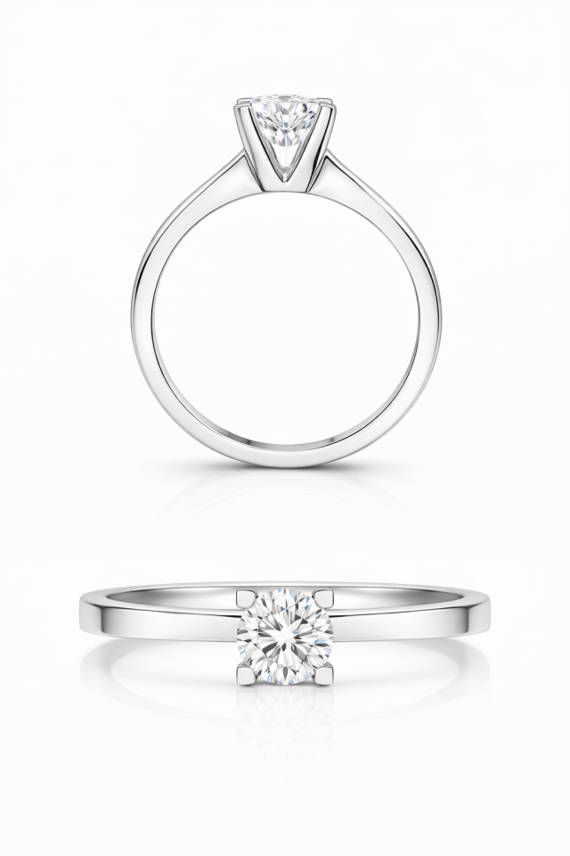 Kare Tırnak Tektaş Yüzük 14 Ayar Altın